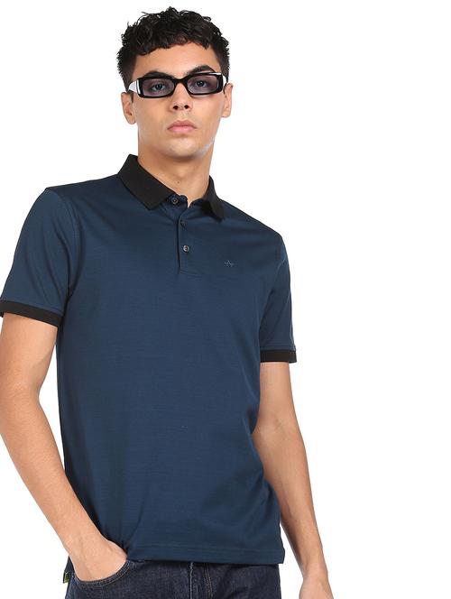 navy-blue solid polo t-shirt - 18337821 - Very Small Image - 1