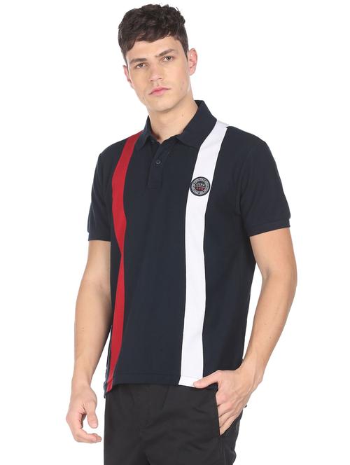 navy-blue striped polo t-shirt - 18337859 - Very Small Image - 1