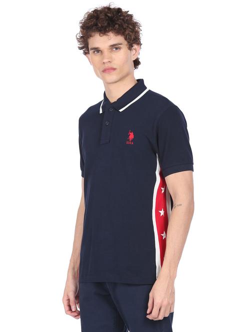 navy-blue solid polo t-shirt - 18337886 - Very Small Image - 1