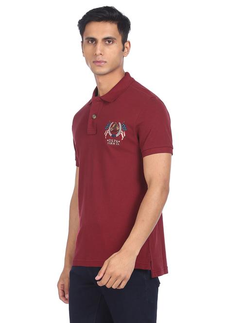 red solid polo t-shirt - 18337900 - Very Small Image - 1