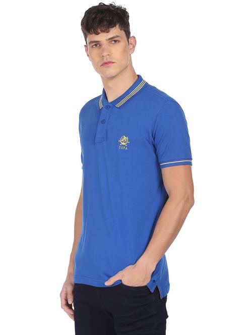 blue solid polo t-shirt - 18337993 - Very Small Image - 1