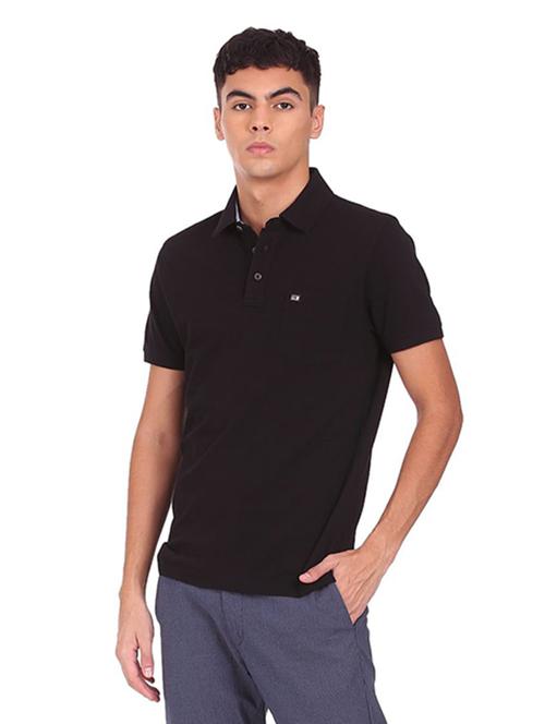 black solid polo t-shirt - 18338045 - Very Small Image - 1