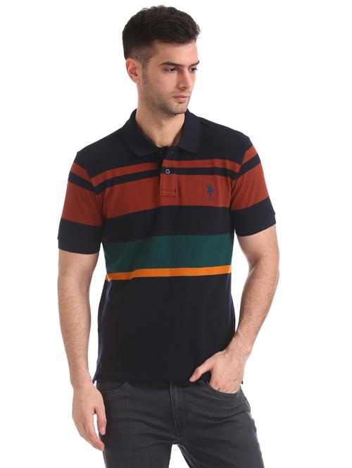 blue striped polo t-shirt - 18338112 - Very Small Image - 1