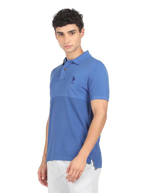 blue solid polo t-shirt - 18338152 - Very Small Image - 1