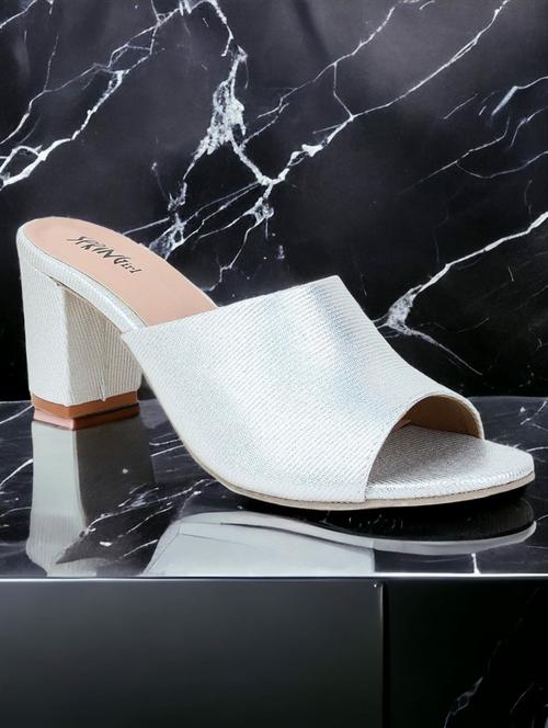 silver synthetic slip on sandals - 18338551 - Very Small Image - 1