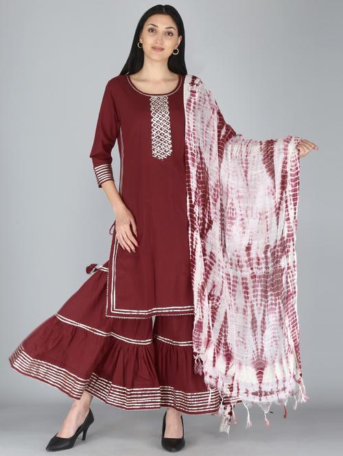 embellished kurta sharara suit set - 18339167 - Very Small Image - 1