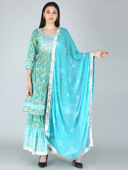 women kurta sharara set with dupatta - 18339173 - Very Small Image - 1