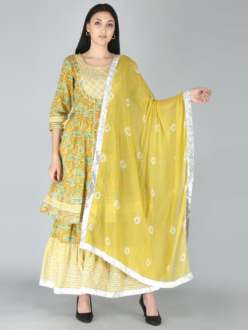 neo mint printed kurta sharara suit set - 18339174 - Very Small Image - 1