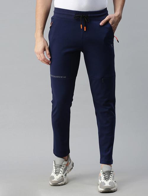 navy blue solid full length track pant - 18339888 - Very Small Image - 1