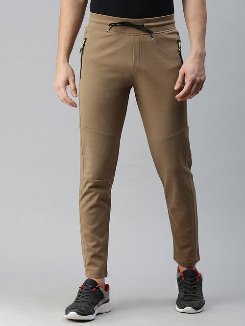 brown solid full length track pant - 18339895 - Very Small Image - 1