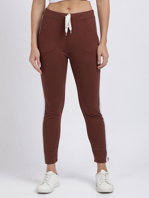 brown solid track pant - 18340248 - Very Small Image - 1
