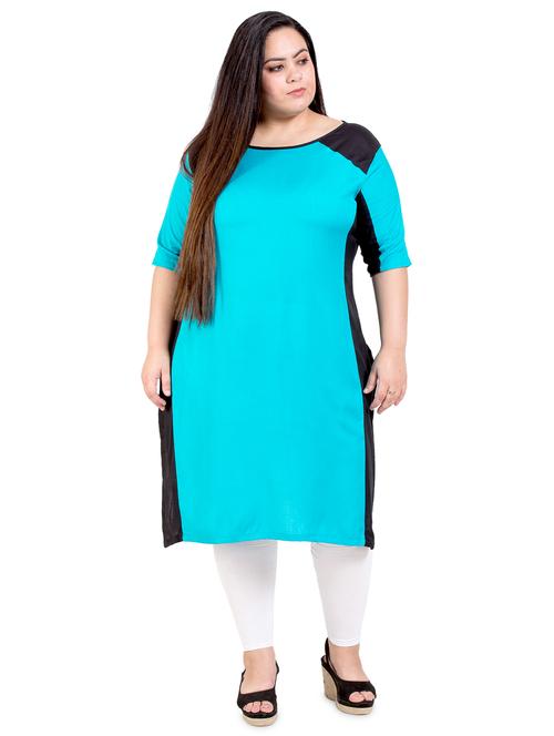 color block straight plus size kurta - 18340782 - Very Small Image - 1