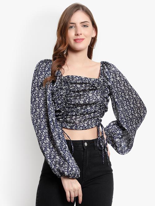 women's crop square neck top - 18341323 - Very Small Image - 1