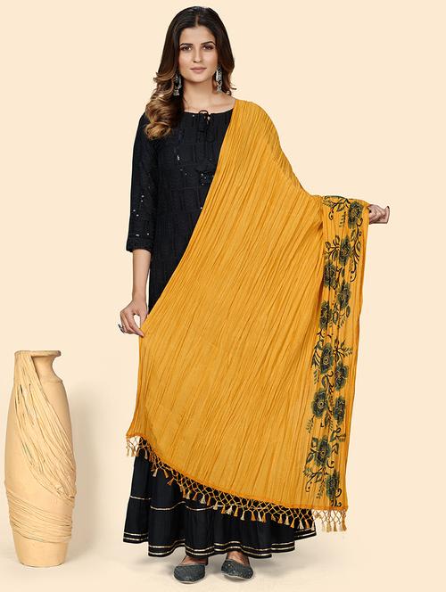 yellow silk dupatta - 18341783 - Very Small Image - 1
