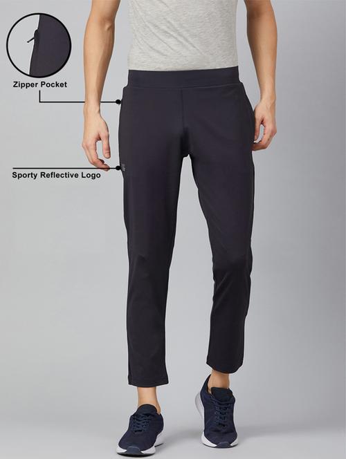 dark blue solid full length track pant - 18342233 - Very Small Image - 1