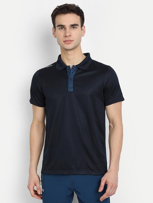 dark blue solid polo t-shirt - 18342366 - Very Small Image - 1