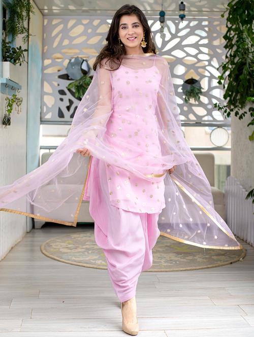 rosewater sequined semi-stitched suit set - 18342786 - Very Small Image - 1