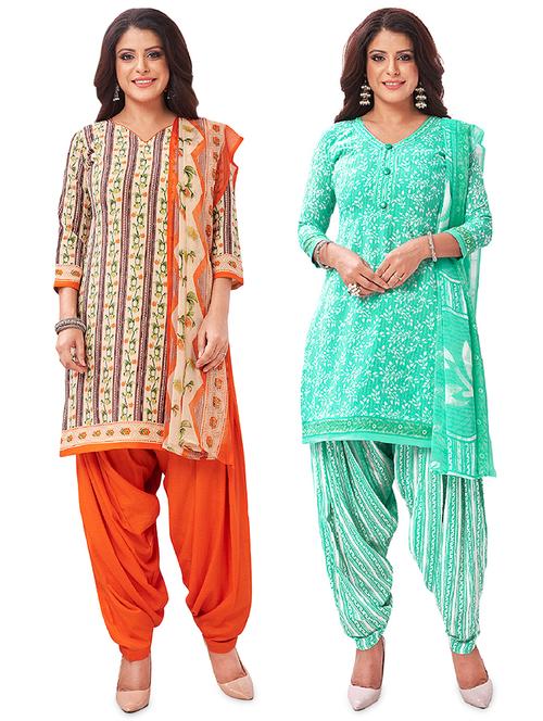 set of 2 unstitched salwar suit set - 18343780 - Very Small Image - 1