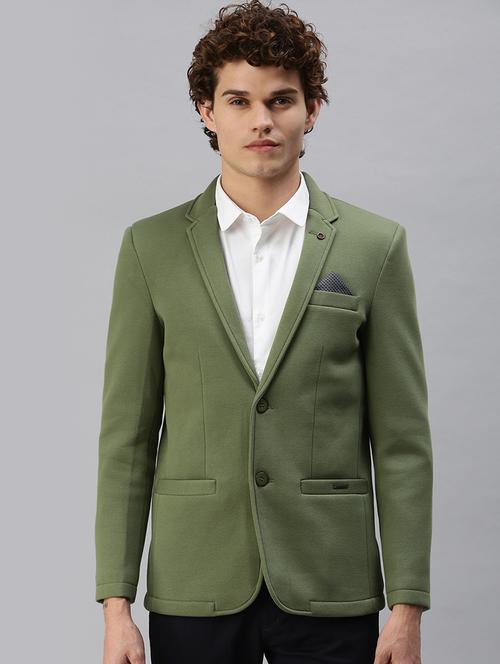 green solid casual blazer - 18344831 - Very Small Image - 1