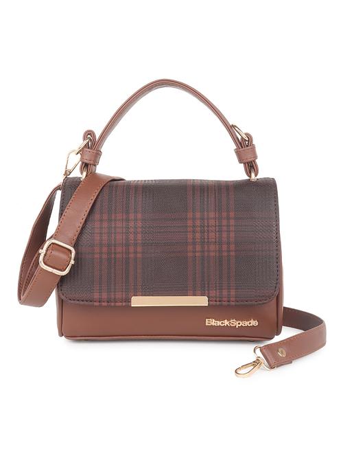 brown checked regular sling bag - 18345250 - Very Small Image - 1