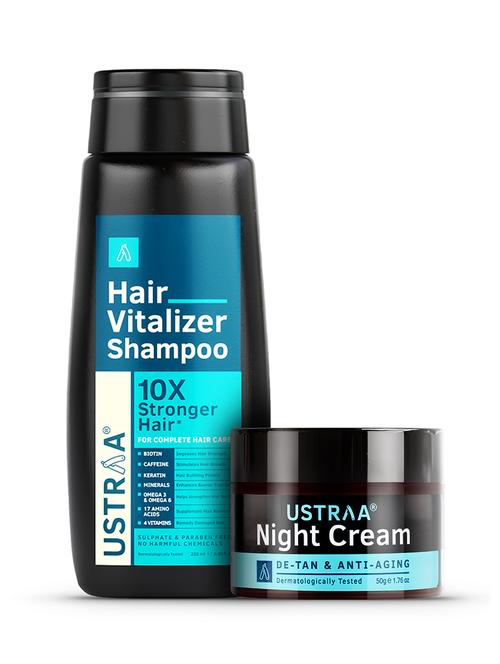 ustraa hair vitalizer shampoo - 250ml & night cream - de tan and anti aging - 50g - 18345735 - Very Small Image - 1