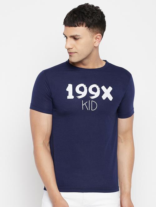 navy blue chest-printed t-shirt - 18345771 - Very Small Image - 1
