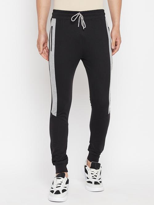 black solid full length track pant - 18345801 - Very Small Image - 1