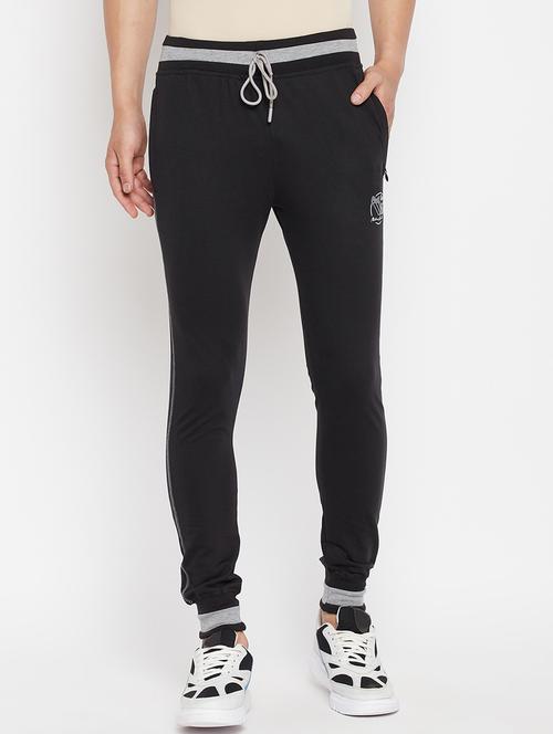 black solid full length track pant - 18345813 - Very Small Image - 1