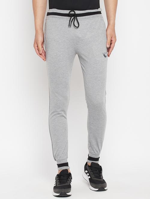 grey solid full length track pant - 18345814 - Very Small Image - 1