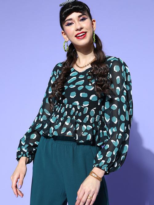 women's peplum v neck top - 18346322 - Very Small Image - 1