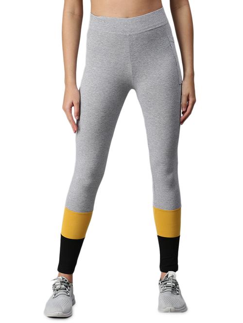 grey color block ankle length active wear tights - 18346492 - Very Small Image - 1