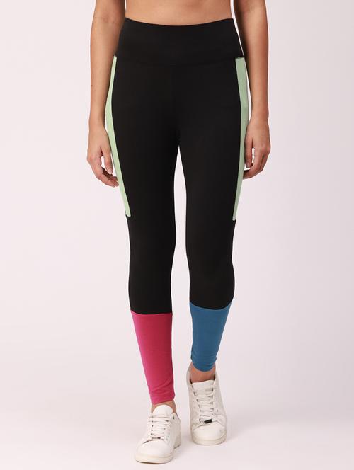 color block ankle length active wear tights - 18346493 - Very Small Image - 1