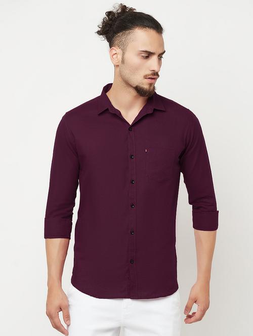 purple solid casual shirt - 18346541 - Very Small Image - 1