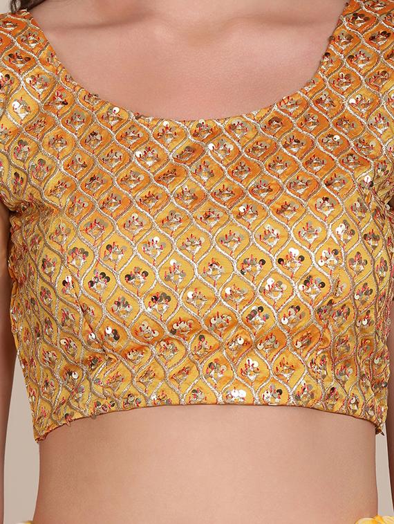 yellow shibori flared lehenga - 18346653 - Zoom Image - 3