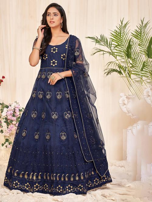 navy net semistitched suit - 18346720 - Very Small Image - 1