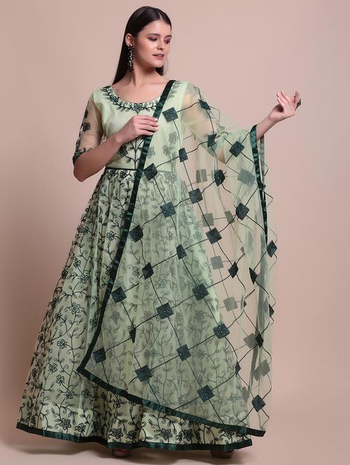 green net semistitched suit - 18346721 - Very Small Image - 1