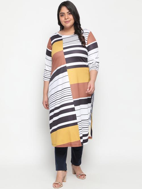 Multi Colored Striped Straight Kurta - 18346857 - Very Small Image - 1