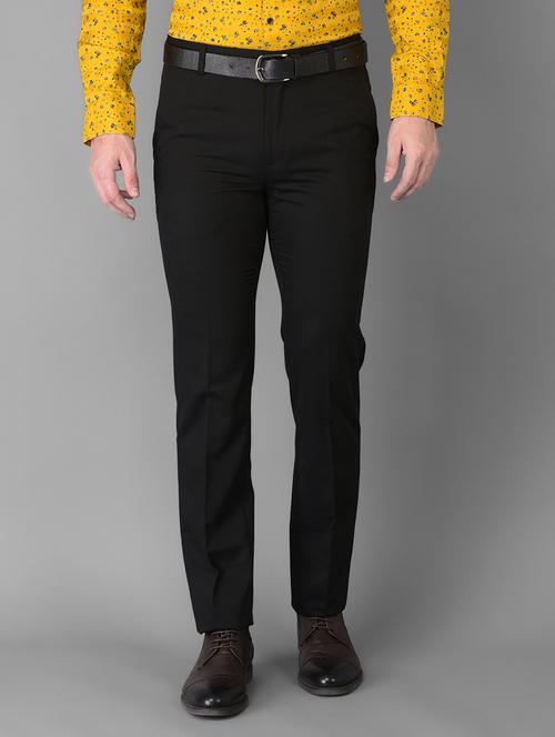 black solid flat front trousers formal trouser - 18347253 - Very Small Image - 1