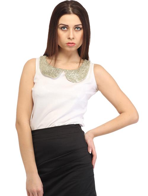 peter pan collar embellished regular top - 18347384 - Very Small Image - 1