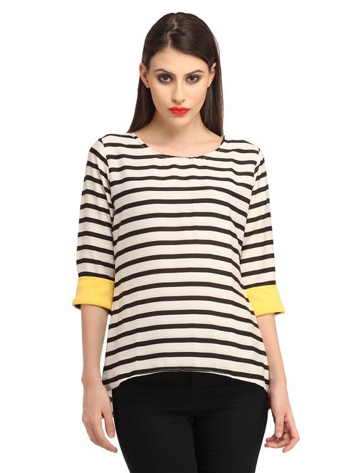 three-fourth sleeved striped regular top - 18347477 - Very Small Image - 1