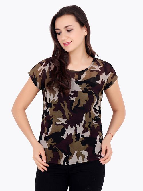 round neck camouflaged top  - 18347524 - Very Small Image - 1