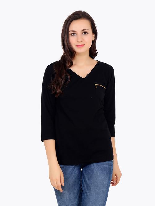 v-neck solid top  - 18347530 - Very Small Image - 1