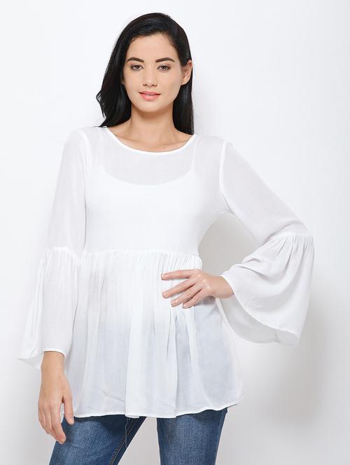 bell sleeved solid peplum top  - 18347581 - Very Small Image - 1