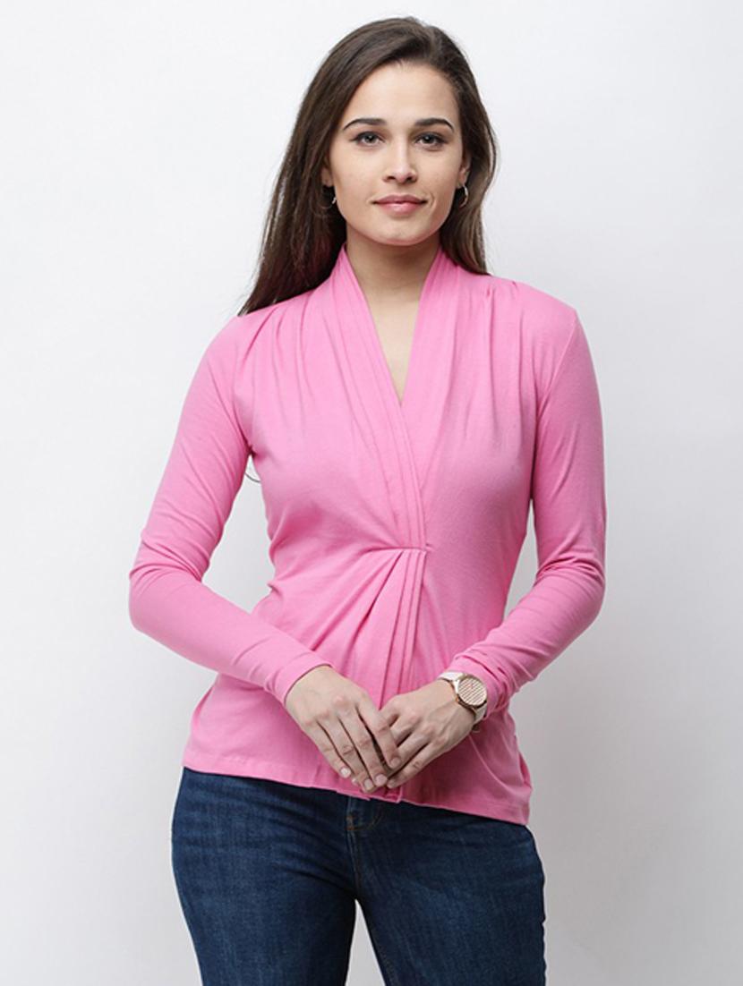 v neck solid top - 18347783 - Standard Image - 2