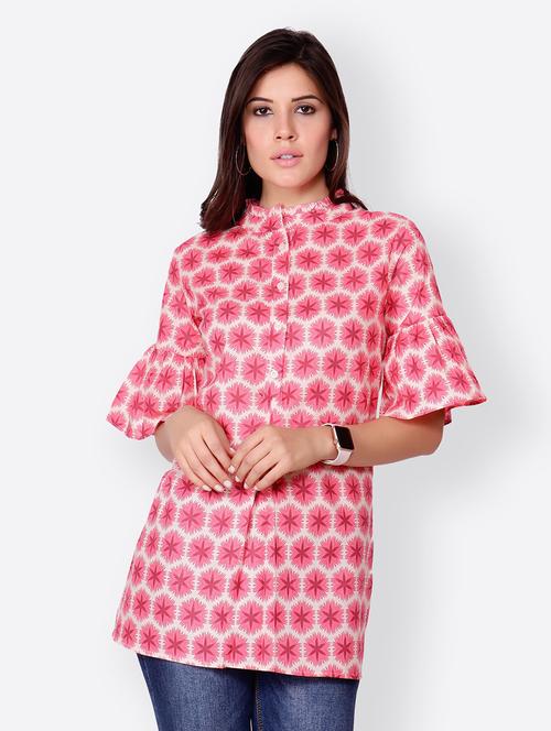 bell-sleeved printed regular tunic - 18347850 - Very Small Image - 1