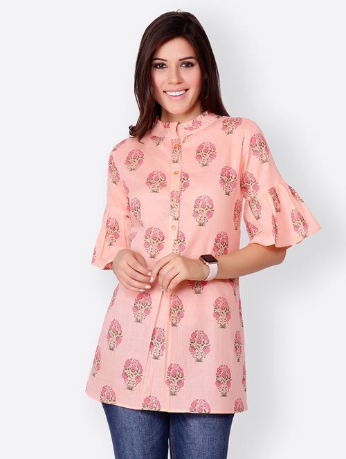 bell-sleeved printed regular tunic - 18347856 - Very Small Image - 1