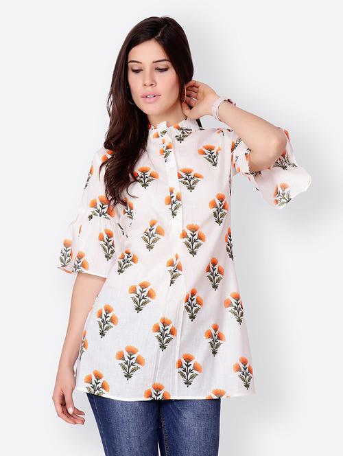 bell-sleeved printed regular tunic - 18347861 - Very Small Image - 1