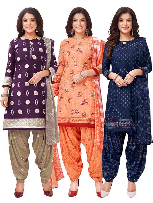 set of 3 unstitched suit set - 18348831 - Very Small Image - 1