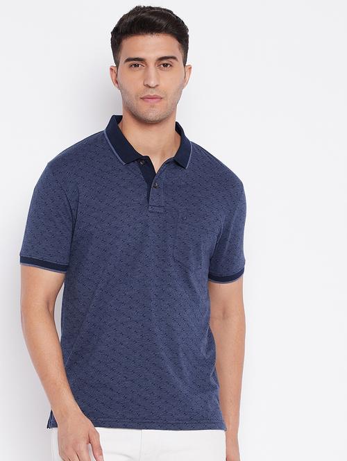 navy-blue printed polo t-shirt - 18349083 - Very Small Image - 1