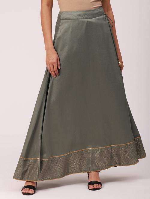 grey solid straight skirt - 18349118 - Very Small Image - 1